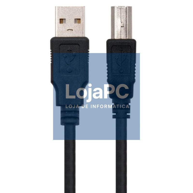 Cabo USB 2.0 Impressora Nanocable 10.01.0102/ USB Tipo-B Macho - USB Macho/ 1m/ Preto
