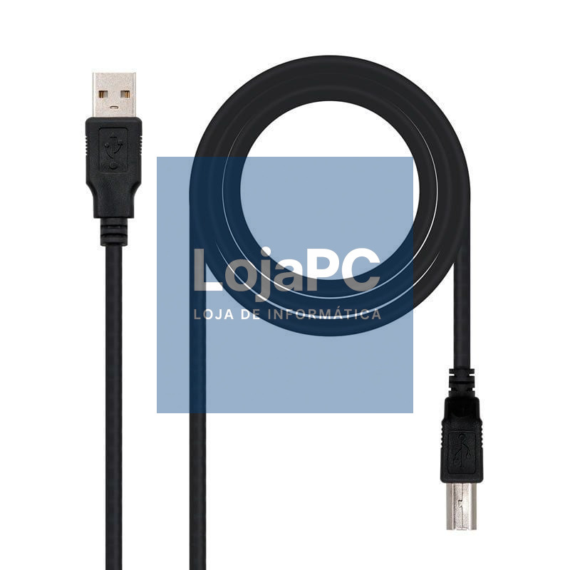 Cabo USB 2.0 Impressora Nanocable 10.01.0104-BK/ USB Tipo-B Macho - USB Macho/ 3m/ Preto