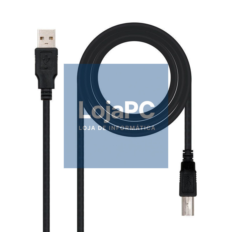 Cabo USB 2.0 Impressora Nanocable 10.01.0105-BK/ USB Tipo-B Macho - USB Macho/ 4.5m/ Preto
