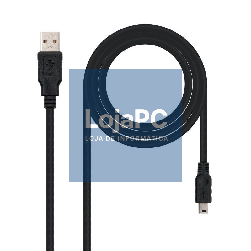 Cabo USB 2.0 Nanocable 10.01.0400/ USB Macho - MiniUSB Macho/ 50cm/ Preto