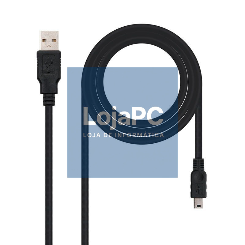 Cabo USB 2.0 Nanocable 10.01.0401/ USB Macho - MiniUSB Macho/ 1m/ Preto