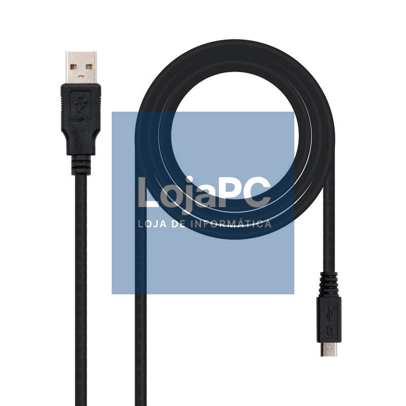 Cabo USB 2.0 Nanocable 10.01.0500/ USB Macho - MicroUSB Macho/ 80cm/ Preto