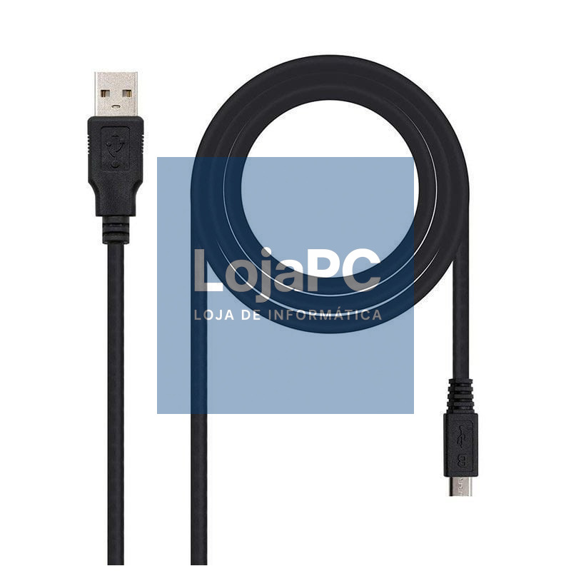 Cabo USB 2.0 Nanocable 10.01.0501/ USB Macho - MicroUSB Macho/ 1.8m/ Preto