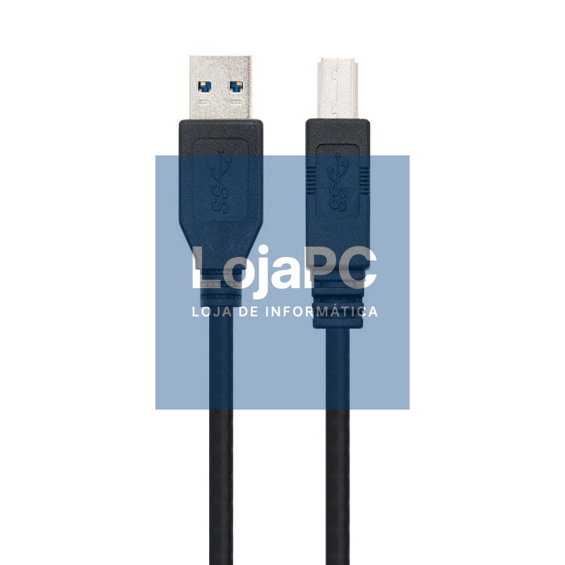 Cabo USB 3.0 Impressora Nanocable 10.01.0802-BK/ USB Tipo-B Macho - USB Macho/ 2m/ Preto