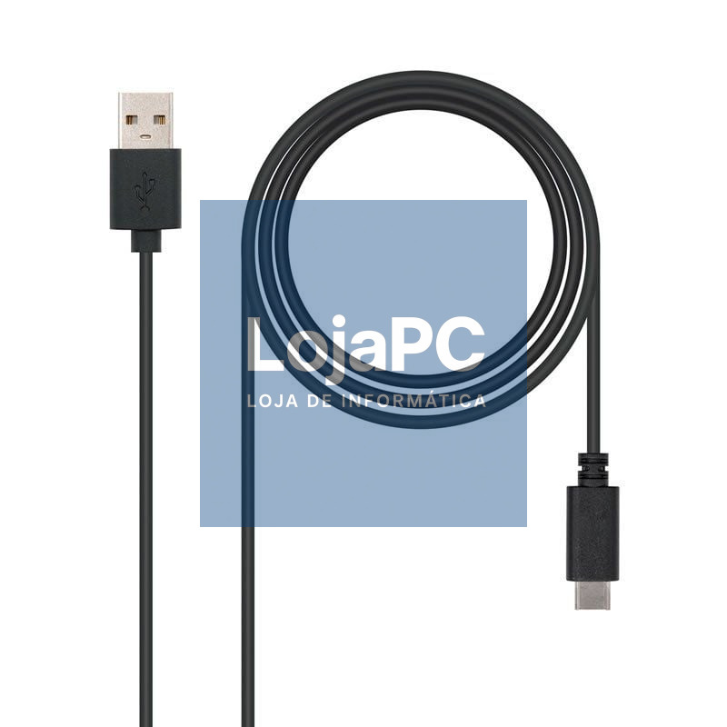 Cabo USB 2.0 Nanocable 10.01.2101/ USB Tipo-C Macho - USB Macho/ 480Mbps/ 1m/ Preto