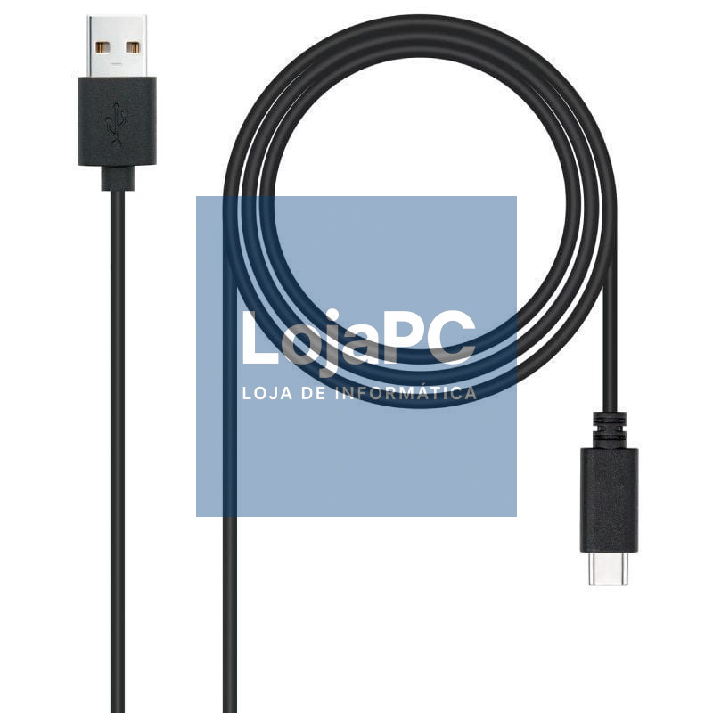 Cabo USB 2.0 Nanocable 10.01.2103/ USB Macho - USB Tipo-C Macho/ 480Mbps/ 3m/ Preto
