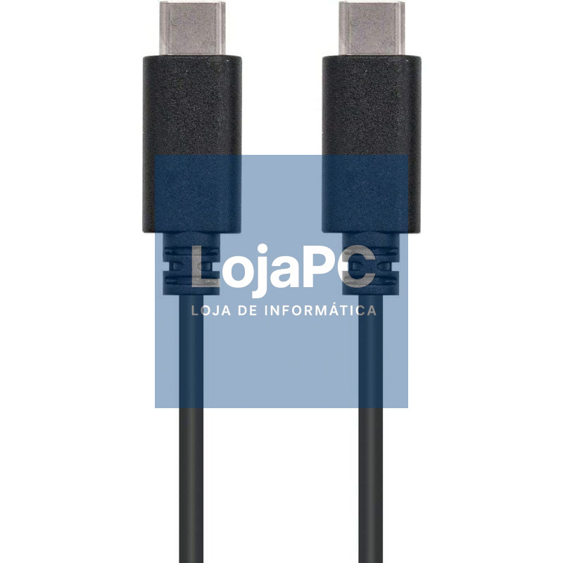 Cabo USB 2.0 Tipo-C Nanocable 10.01.2301/ USB Tipo-C Macho - USB Tipo-C Macho/ 480Mbps/ 1m/ Preto