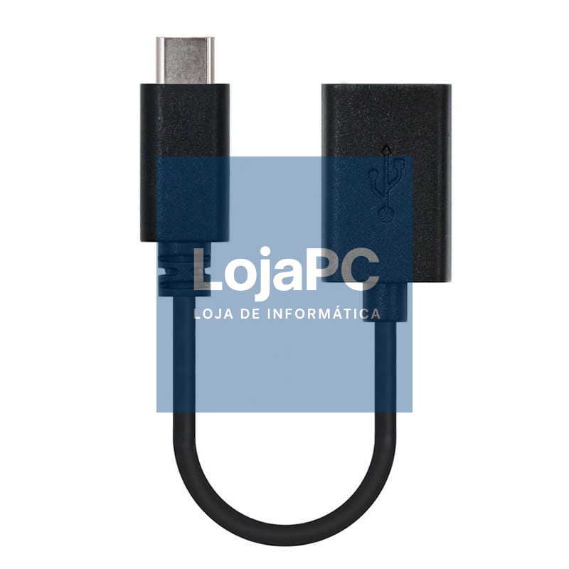 Cabo USB 2.0 Tipo-C Nanocable 10.01.2400/ USB Tipo-C Macho - USB Fêmea/ 480Mbps/ 15cm/ Preto