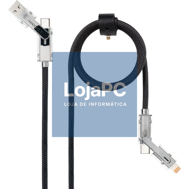 Cabo USB 2.0 Tipo-C Nanocable 10.01.2601/ USB Tipo-C Macho + USB Macho - USB Tipo-C Macho + Lightning Macho/ até 27W/ 480Mbps/ 1m/ Preto