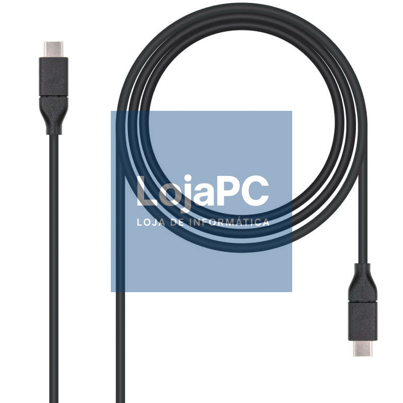 Cabo USB 3.2 Tipo-C Nanocable 10.01.4101/ USB Tipo-C Macho - USB Tipo-C Macho/ até 100W/ 1m/ Preto