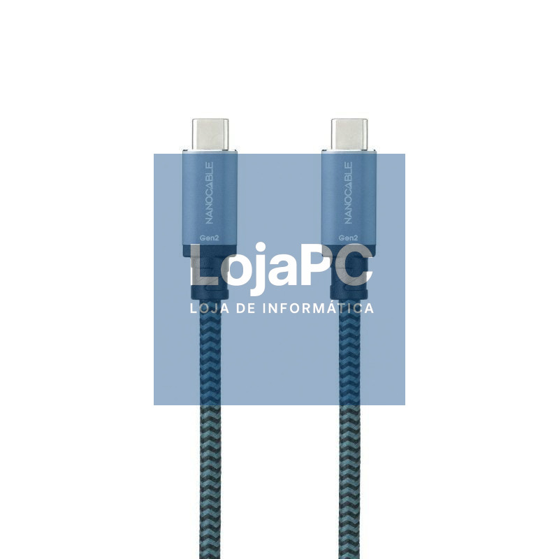 Cabo USB 3.1 Tipo-C Nanocable 10.01.4102-COMB/ USB Tipo-C Macho - USB Tipo-C Macho/ até 100W/ 10Gbps/ 2m/ Cinzento y Preto