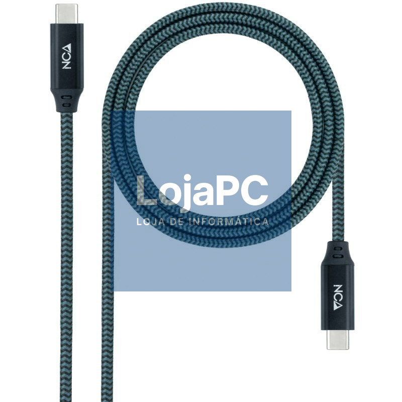 Cabo USB 3.2 Tipo-C Nanocable 10.01.4302-COMB/ USB Tipo-C Macho - USB Tipo-C Macho/ até 100W/ 20Gbps/ 2m/ Cinzento y Preto