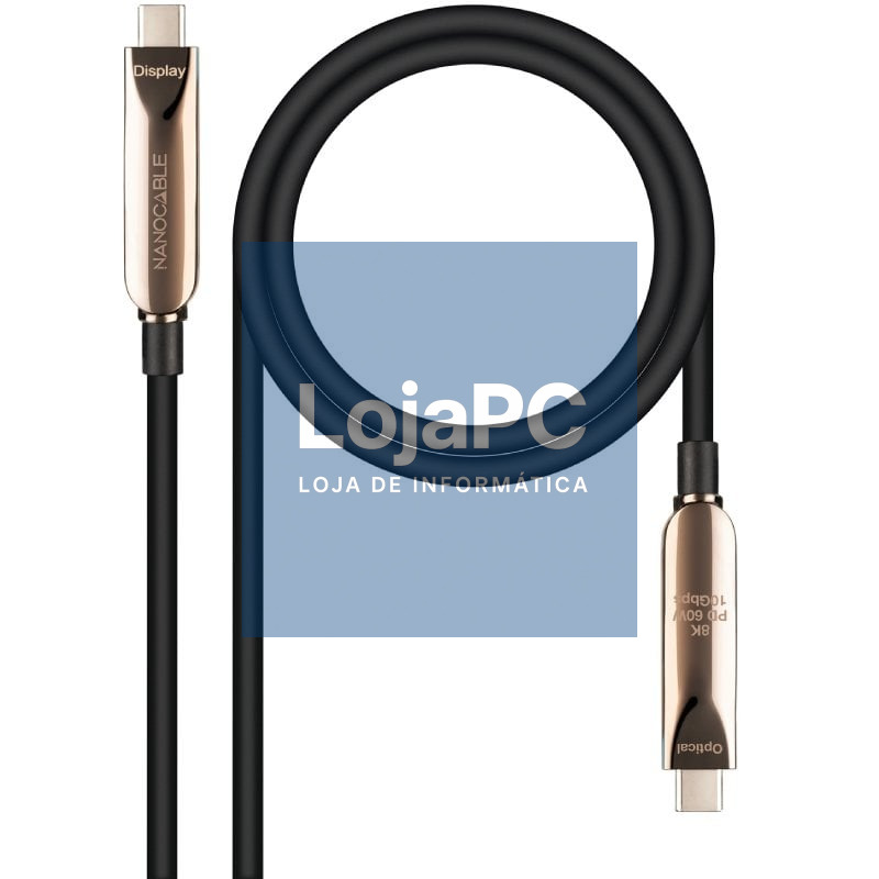 Cabo USB 3.2 Tipo-C AOC Nanocable 10.01.4610/ USB Tipo-C Macho - USB Tipo-C Macho/ até 60W/ 10Gbps/ 10m/ Preto