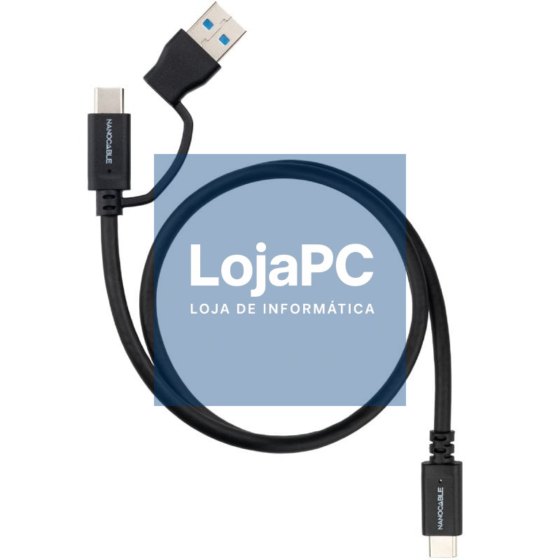 Cabo USB 3.2 Tipo-C Nanocable 10.01.4801/ USB Tipo-C Macho/ USB Macho - USB Tipo-C Macho/ até 60W/ 10Gbps/ 1m/ Preto