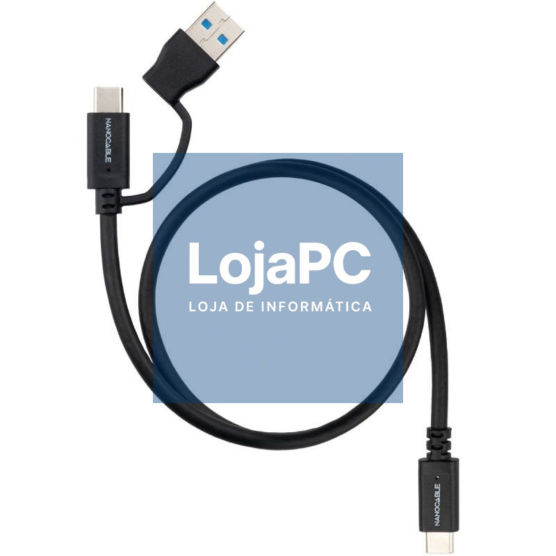 Cabo USB 3.2 Tipo-C Nanocable 10.01.4802/ USB Tipo-C Macho/ USB Macho - USB Tipo-C Macho/ até 60W/ 10Gbps/ 2m/ Preto