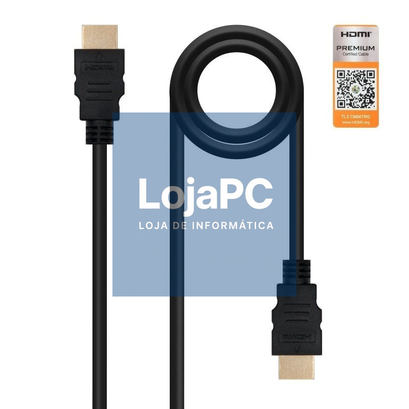 Cabo HDMI 2.0 4K Nanocable 10.15.3601/ HDMI Macho - HDMI Macho/ 1m/ Certificado/ Preto