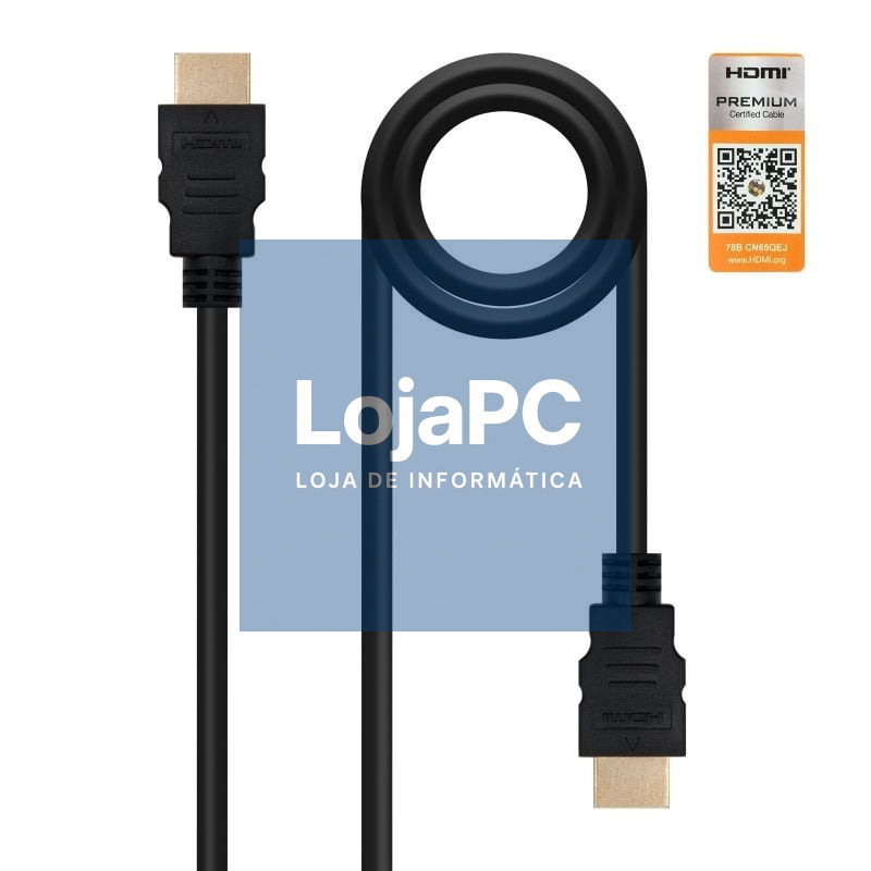 Cabo HDMI 2.0 4K Nanocable 10.15.3603/ HDMI Macho - HDMI Macho/ 3m/ Certificado/ Preto