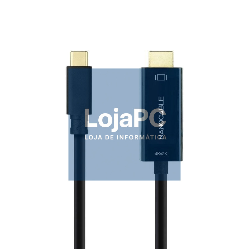 Cabo Conversor Nanocable 10.15.5133/ USB Tipo-C Macho - HDMI Macho/ 3m/ Preto