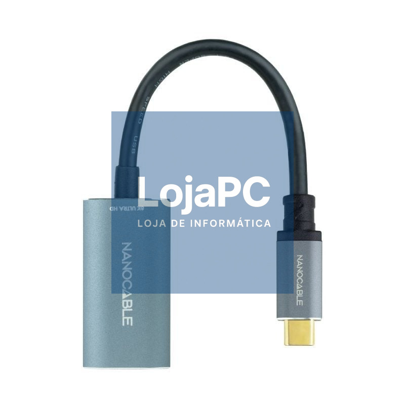 Conversor Nanocable 10.16.4104-G/ USB Tipo-C Macho - DisplayPort Fêmea/ 15cm/ Cinzento