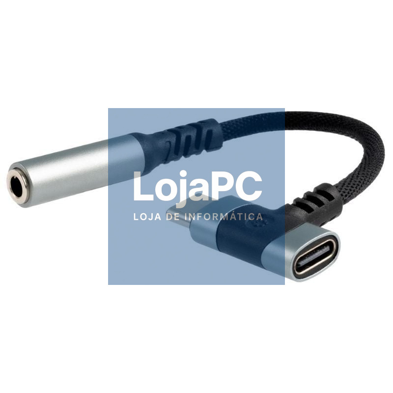 Cabo Conversor Audio Nanocable 10.24.1207/ USB Tipo-C Macho - Jack 3.5/ USB Tipo-C Fêmea/ 10cm/ Preto