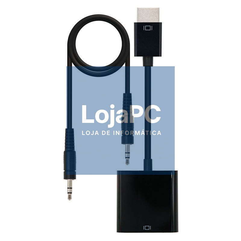 Conversor Nanocable 10.16.2001-BK/ HDMI Macho - VGA Fêmea/ Jack 3.5 Fêmea/ 10cm/ Preto