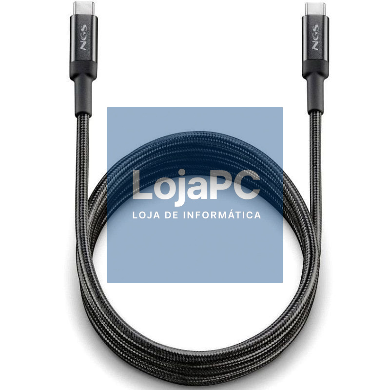 Cabo USB 2.0 Tipo-C NGS KNOT/ USB Tipo-C Macho - USB Tipo-C Macho/ até 65W/ 480Mbps/ 2m/ Preto
