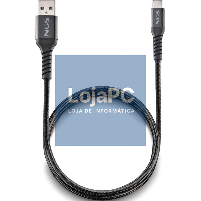 Cabo USB 2.0 NGS KNOT-AC/ USB Macho - USB Tipo-C Macho/ 480Mbps/ 1m/ Preto
