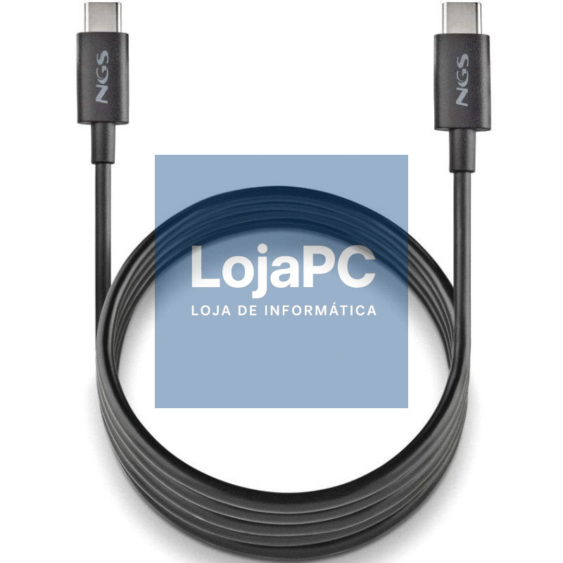Cabo USB 2.0 Tipo-C NGS ZYRO 60W-1/ USB Tipo-C Macho - USB Tipo-C Macho/ até 60W/ 480Mbps/ 1m/ Preto