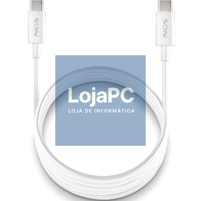 Cabo USB 2.0 Tipo-C NGS ZYRO 60W-1/ USB Tipo-C Macho - USB Tipo-C Macho/ até 60W/ 480Mbps/ 1m/ Branco