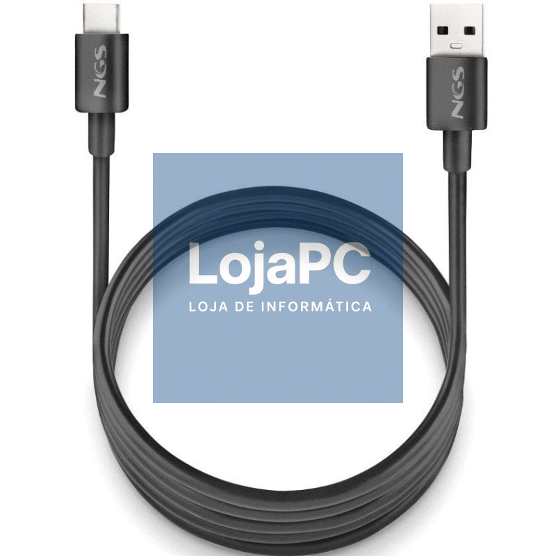 Cabo USB 2.0 NGS ZYRO-AC/ USB Macho - USB Tipo-C Macho/ até 15W/ 480Mbps/ 1m/ Preto