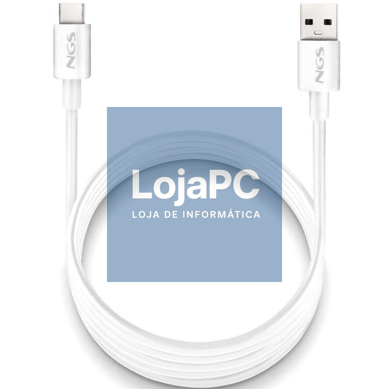 Cabo USB 2.0 NGS ZYRO-AC/ USB Macho - USB Tipo-C Macho/ até 15W/ 480Mbps/ 1m/ Branco