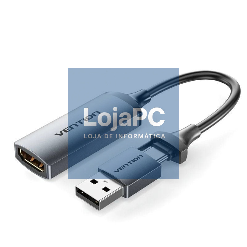 Conversor HDMI 4K 60Hz Vention ACWHA/ HDMI Fêmea / USB Macho - USB Tipo-C Macho/ 480Mbps/ 10cm/ Preto