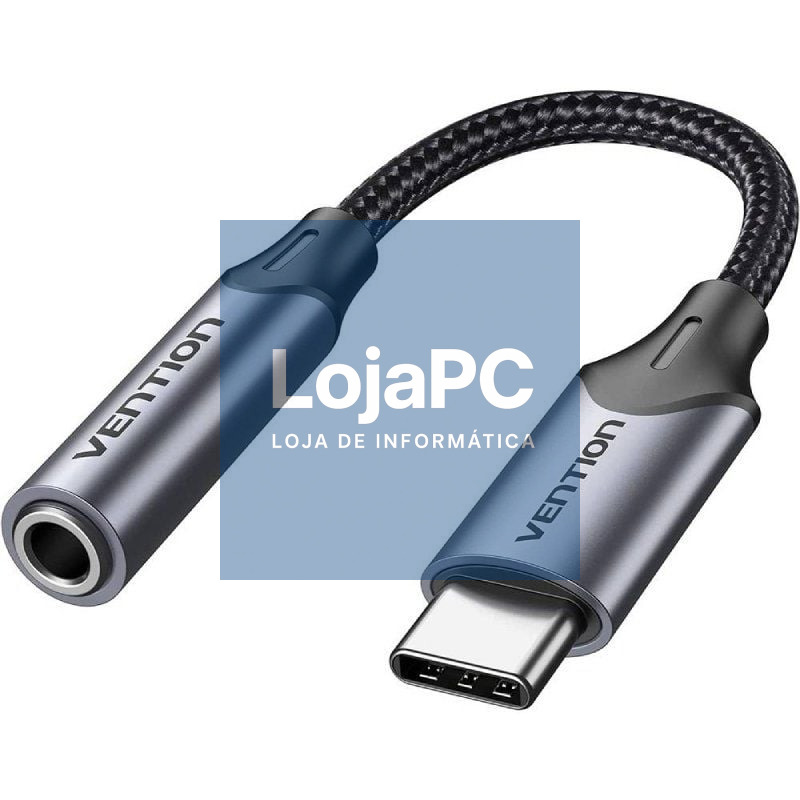 Adaptador Audio Vention BGMHA/ Jack 3.5 Fêmea - USB Tipo-C Macho/ 10cm/ Cinzento