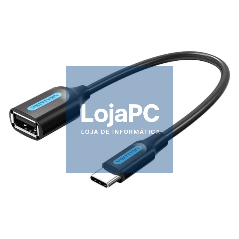Cabo USB 2.0 Tipo-C Vention CCSBB/ USB Tipo-C Macho - USB Fêmea/ 15cm/ 480Mbps/ Preto