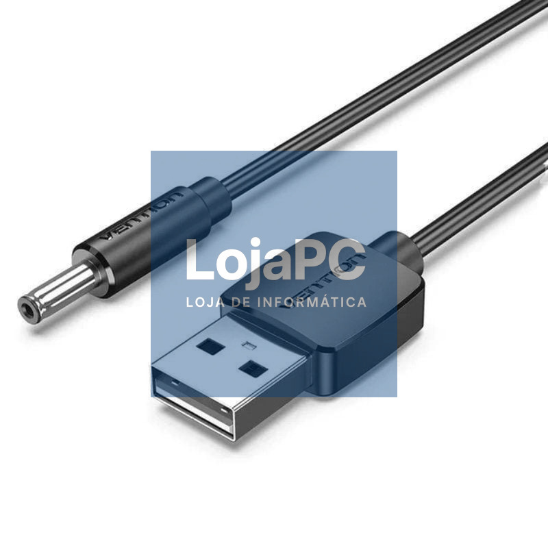 Cabo Alimentação Vention CEXBF/ USB Macho - DC 3.5mm Macho/ 1m/ Preto