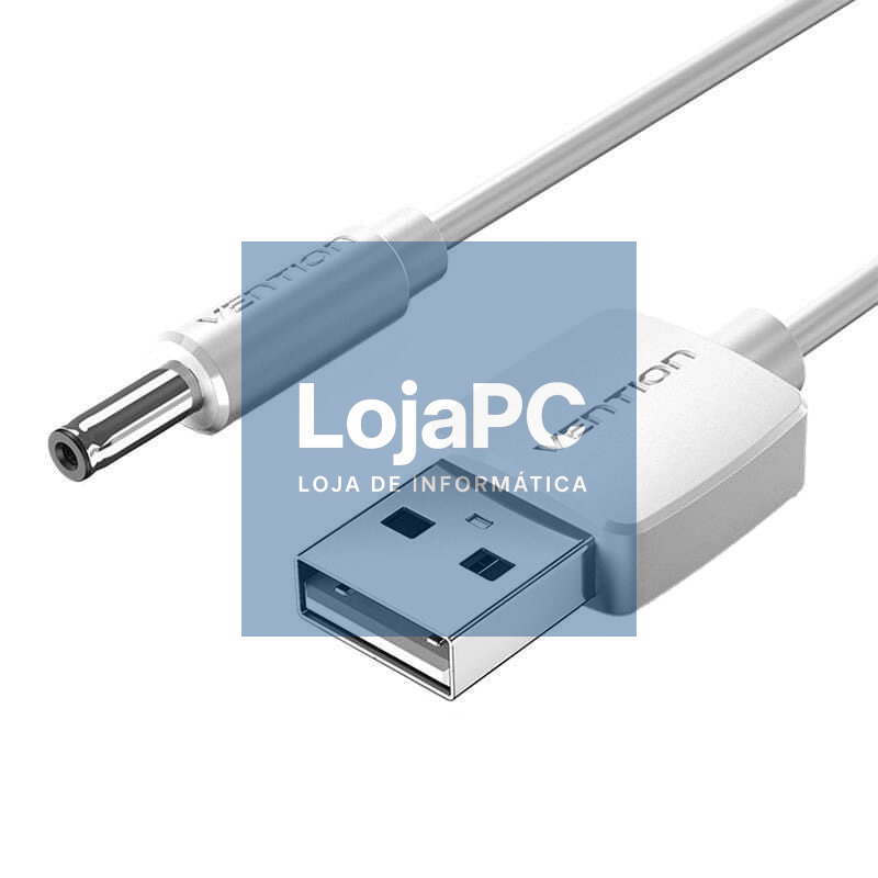 Cabo Alimentação Vention CEXWF/ USB Macho - DC 3.5mm Macho/ 1m/ Branco