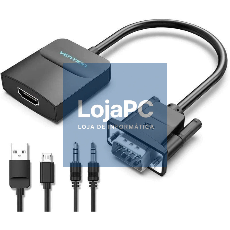 Cabo Conversor Vention ACNBF/ VGA Macho - HDMI Fêmea/ 1m/ Preto