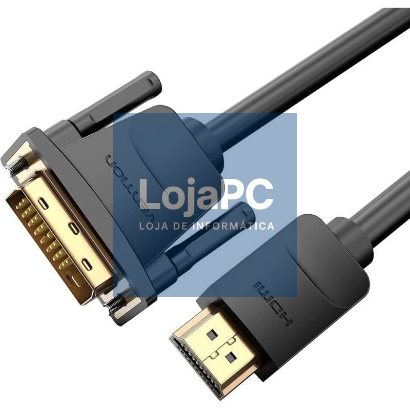 Cabo Conversor Vention ABFBH/ DVI Macho - HDMI Macho/ 2m/ Preto