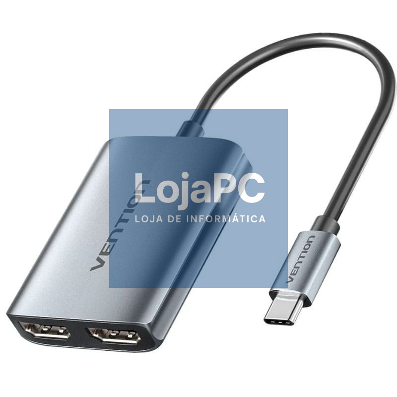Cabo Conversor Vention ACZHB/ USB Tipo-C Macho - 2x HDMI Macho/ Cinzento