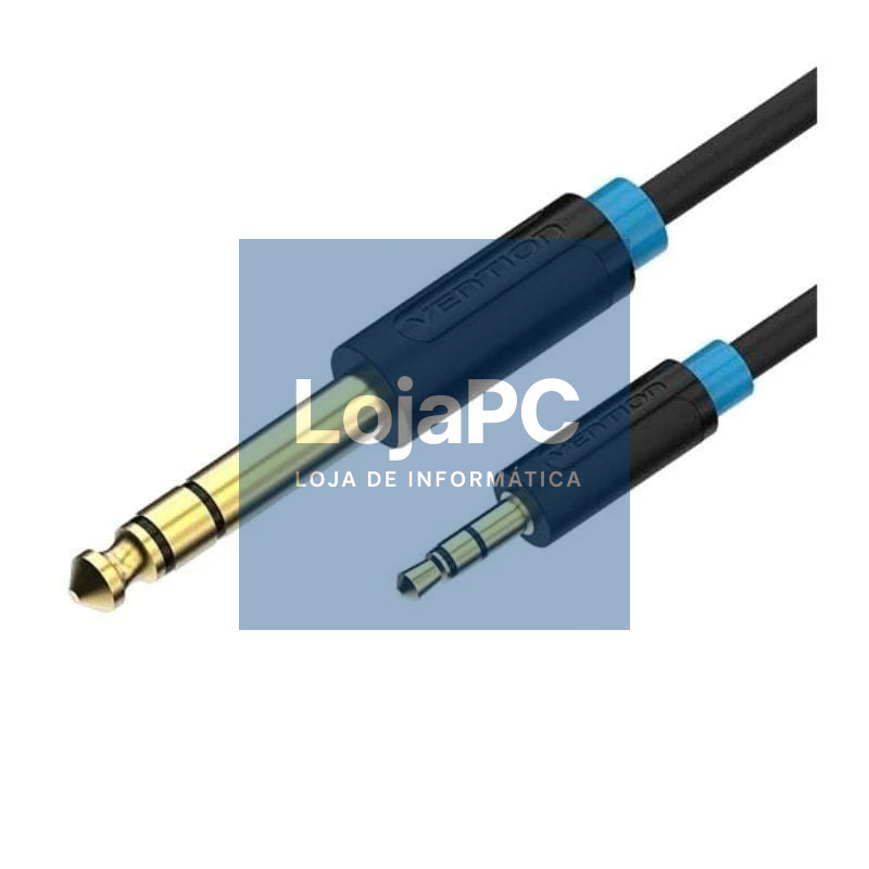 Cabo Estéreo Vention BABBF/ Jack 6.5 Macho - Jack 3.5 Macho/ 1m/ Preto