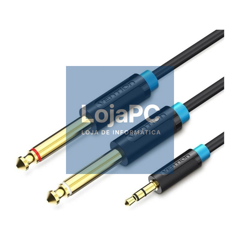 Cabo Estéreo Vention BACBI/ Jack 3.5 Macho - 2x Jack 6.5 Macho/ 3m/ Preto