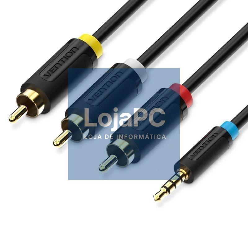 Cabo Estéreo Vention BCBBG/ Jack 3.5 Macho - 3x RCA Macho/ 1.5m/ Preto