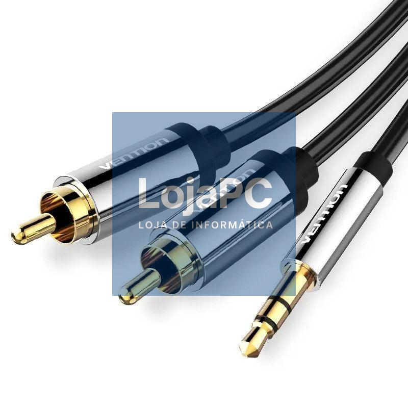 Cabo Estéreo Vention BCFBF/ Jack 3.5 Macho - 2x RCA Macho/ 1m/ Preto