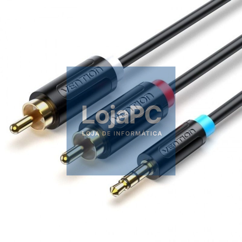 Cabo Estéreo Vention BCLBI/ Jack 3.5 Macho - 2x RCA Macho/ 3m/ Preto