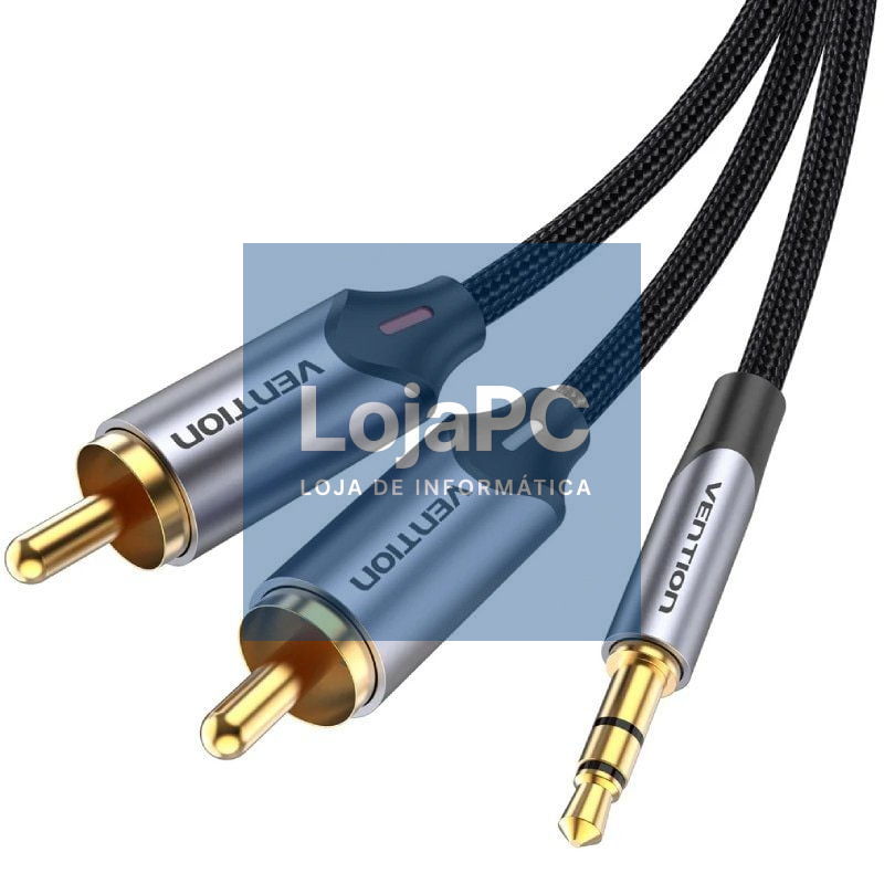 Cabo Audio Vention BCNBG/ 2x RCA Macho - Jack 3.5 Macho/ 1.5m/ Cinzento