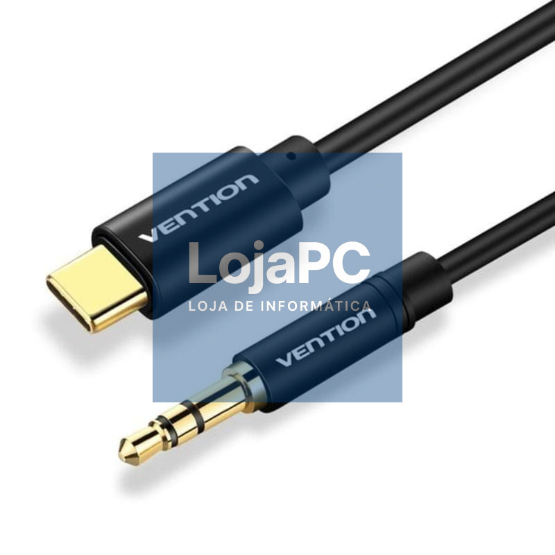 Cabo Conversor Audio Vention BGABG/ USB Tipo-C Macho - Jack 3.5 Macho/ 1.5m/ Preto