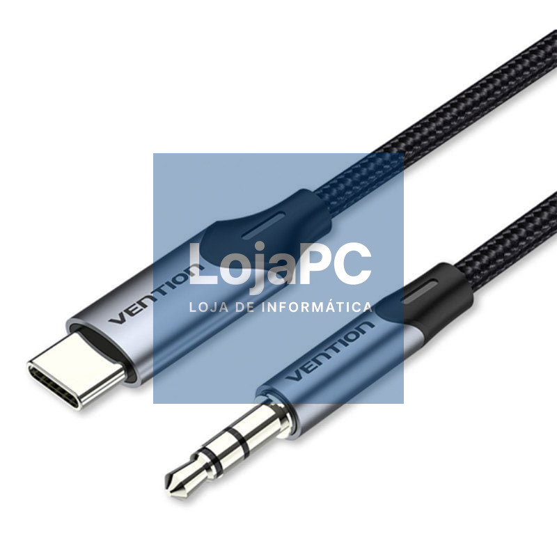 Cabo Conversor Audio Vention BGKHF/ USB Tipo-C Macho - Jack 3.5 Macho/ 1m/ Cinzento