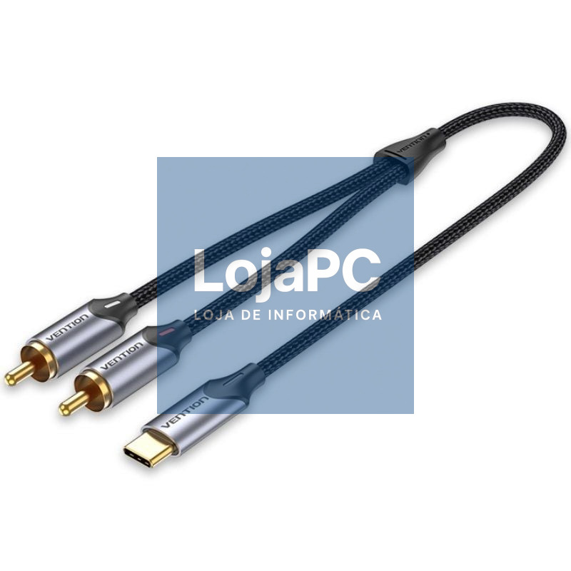 Cabo Conversor Vention BGUHG/ 2x RCA Macho - USB Tipo-C Macho/ 1.5m/ Cinzento