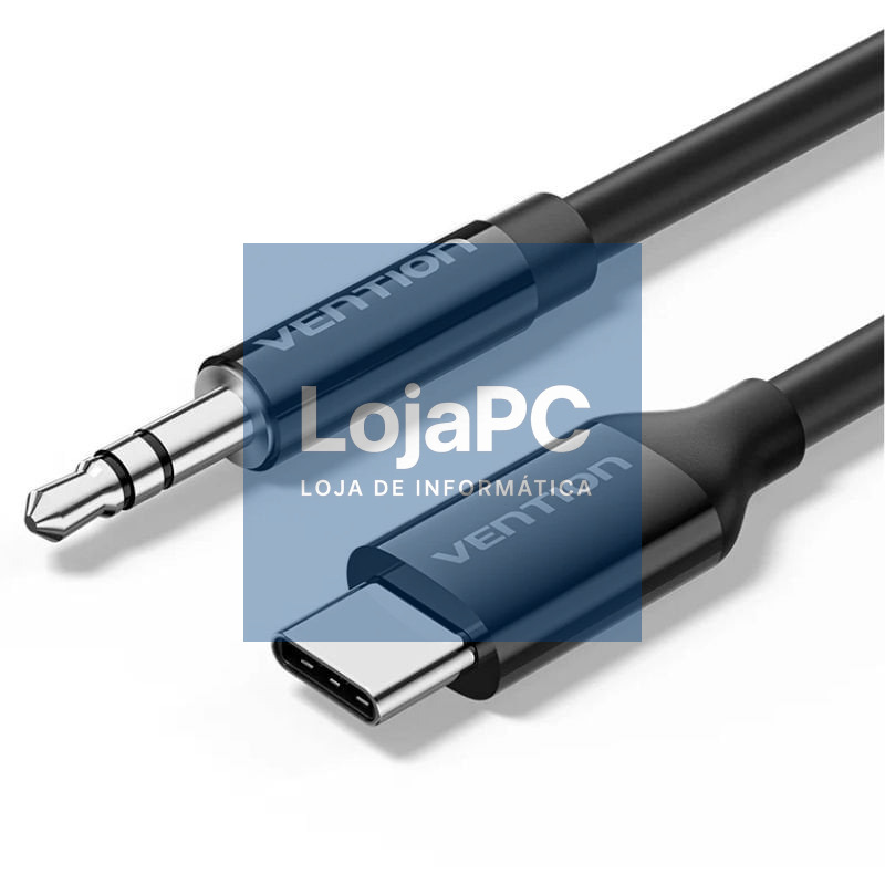 Cabo Conversor Audio Vention BIFBG/ USB Tipo-C Macho - Jack 3.5 Macho/ 1.5m/ Cinzento