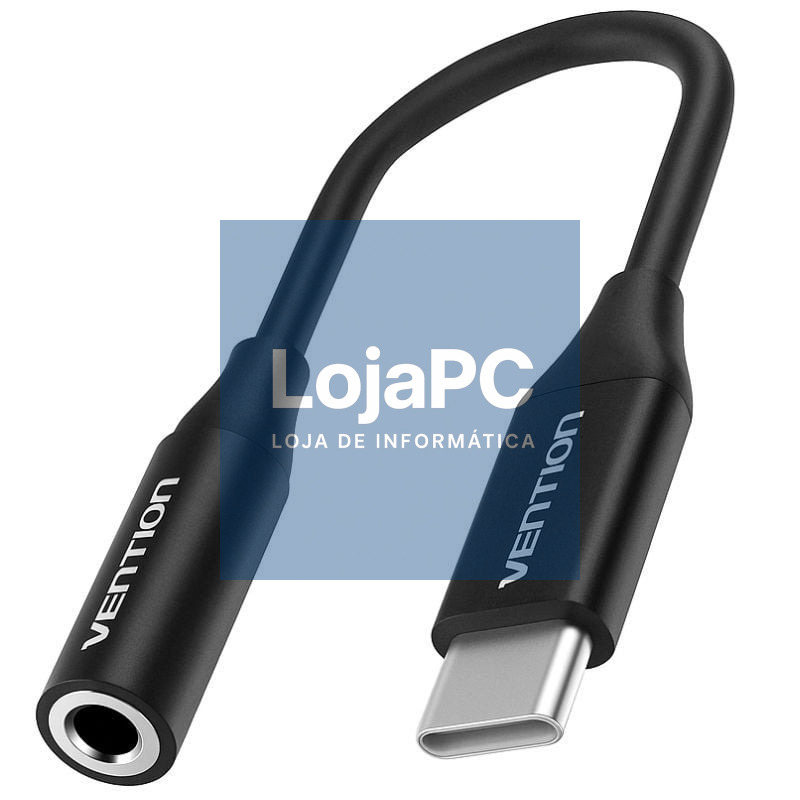 Conversor Vention BIHBA/ Jack 3.5 Fêmea - USB Tipo-C Macho/ 10cm/ Preto